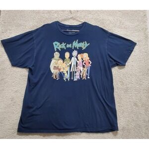 Adult Swim T-Shirt Men's 2X Navy Blue Rick And Morty Graphic Pullover Crew Neck